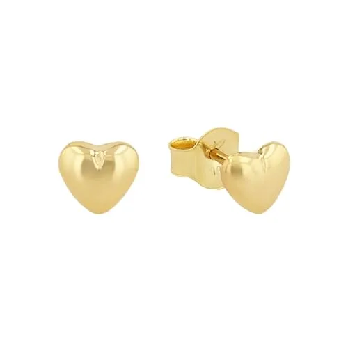 Amor Ohrstecker Damen - Herz Ohrschmuck aus 585er Gold - Ohrringe für Damen mit 0,5 cm Herz-Motiv, glänzendes Design in Geschenkbox - perfekte Geschenkidee für besondere Anlässe.