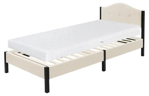 ML-Design Polsterbett 90x200cm Beige mit Matratze und Lattenrost