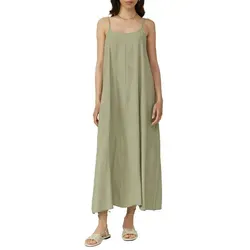 QS Maxikleid aus Viskosemix in Khaki - Größe 38 - Elegantes Maxikleid aus atmungsaktivem Viskosemix, ideal für warme Tage. Casual Schnitt mit verstellbaren Spaghettiträgern und pflegeleichtem Material.
