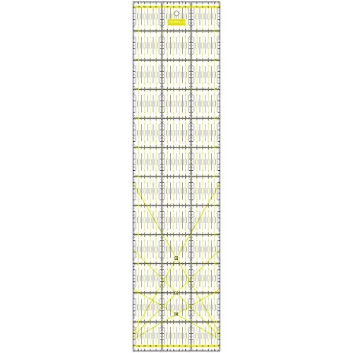SEMPLIX Patchwork-Lineal Quilt-Lineal, transparent, mit cm-Skala und Winkelfunktionen, ideal für Patchwork und zum Basteln, 60 x 15 cm (gelb)