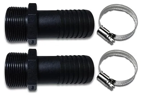 Stück Schlauchtülle mit 1 1/2 Zoll Außengewinde x 1 1/2 Zoll Schlauchanschluss + 2 Schlauchschellen aus Edelstahl - Pumpenanschluss Schlauchtülle Garten Teich etc. 2