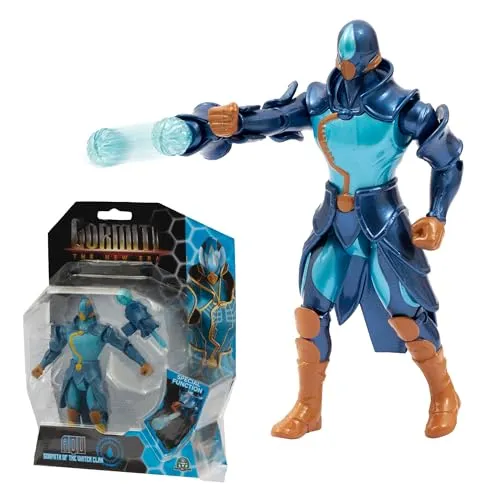 Gormiti, Figur mit Gelenken, 15 cm, Gormiti mit Angriffsfunktion, Modell Wasser – AQU, für Kinder ab 4 Jahren, GRV224, Mehrfarbig