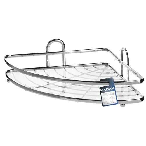KADAX Duschablage Ecke, Badezimmer Organizer, Eckregal, Badregal, Duschregal, Duschgel und Shampoo Halterung für Dusche, Duschkorb (Silber, 1 Etagen)