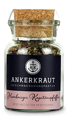 Ankerkraut Hamburger Kapitänspfeffer, bunte Mischung aus Peffer, rosa Beeren und Piment, geschrotet, 70g im Korkenglas