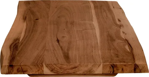 Holzplatte 60x40 cm Curtis, Tischplatte aus Akazienholz massiv + nussbaumfarben, Baumkanten-Platte für Heimwerker, geeignet für Arbeitsplatten, Tische & Fensterbretter