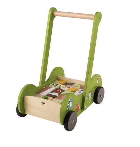 Playtive Puppenwagen Schiebewagen für Kinder mit Waldtieren