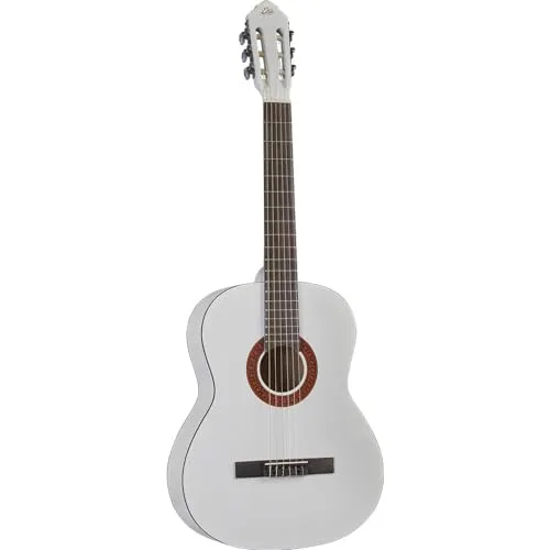 EKO GUITARS - CS-10 WHITE, Klassische Gitarre Serie Studio 4/4, Decke aus Linde, Zargen und Boden aus laminiertem Linde, Hals und Griffbrett aus Birke, Inklusive Tasche, Farbe Weiß