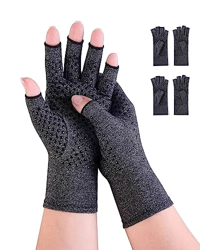 Donfri 2 Paare Arthritis Handschuhe Kompressionshandschuhe Fingerlose handschuhe fr Schmerzlinderung Gaming Tippen und Wrme fr Mnner und Frauen Rutschfest arthrose handschuhe(M, schwarz)