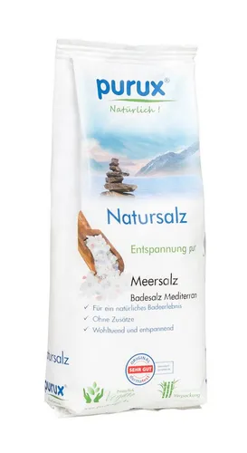 purux Badesalz 6 x 1 Kg Mediterran Badesalz Grob Natur Salz Badezusatz Meersalz