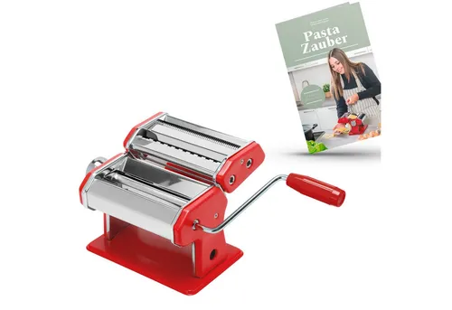 bremermann Nudelmaschine Edelstahl/Metall ROT - inkl. Rezeptbuch