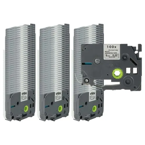 vhbw 100x Schriftband-Kassette Ersatz für Brother TZE-211, TZ-211 für Etiketten-Drucker 8m x 6mm Schwarz auf Weiß