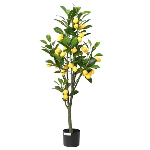vidaXL Künstlicher Zitronenbaum 120 cm - Künstliche Pflanzen, realistischer Look mit 136 Blättern aus PEVA, wartungsfrei und ideal für jedes Zuhause oder Büro, schafft tropische Atmosphäre ohne Pflegeaufwand.