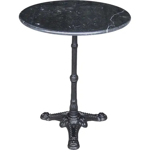 Gartentisch Bistrotisch mit schwarzer Marmorplatte - Eleganter Bistrotisch für Innen- und Außenbereich, ideal für bis zu 4 Personen. Mit einer hochwertigen Marmorplatte und robustem Gusseisen für Stabilität und Stil.