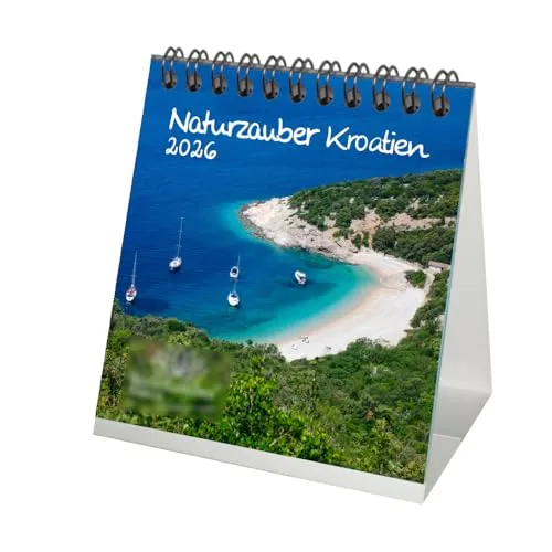 Naturzauber Kroatien Tischkalender 10cm x 10cm für 2026 Landschaft Meer Strand Urlaub - Seelenzauber