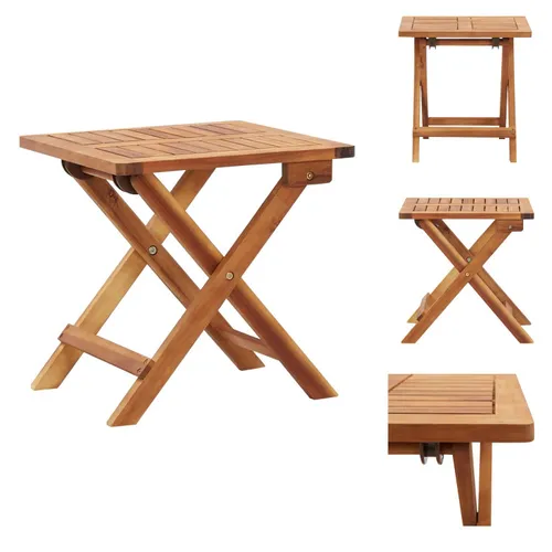 Klappbarer Garten-Couchtisch aus massivem Akazienholz 40x40 cm