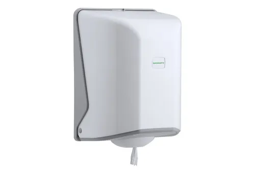 SANISMART Rollenpapierspender KALMIA für perforierte Papierrollen - Praktischer Rollenpapierspender für Wandmontage, ideal für perforierte Handtuchpapierrollen bis 21 cm Höhe und 19 cm Durchmesser. Einfaches Abreißen und Befüllen garantiert!