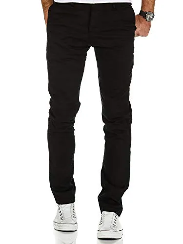 REPUBLIX Herren Regular Slim Stretch Chino Hose Fit R7009 Schwarz W34/L30