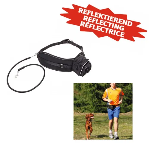 Doggy Joggy Joggingleine - Reflektierende Bauchleine für Hunde - Leinen & Halfter mit wetterbeständigem Material, ideal für Jogging und Spaziergänge bei jedem Wetter, ausgestattet mit praktischer Doppeltasche.