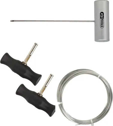 KS Tools 140.2250 Drahtschneide-Satz mit Schneidedraht, 4-tlg. - Drahtschneider-Set für präzise Schneidarbeiten, inklusive 4 Teilen mit transparentem Design und kompakten Abmessungen – ideal für Heimwerker und Profis.