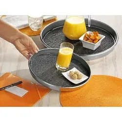 Serviertablett SAFE rund, 29 cm, aus Edelstahl, Höhe 2,5 cm, mit