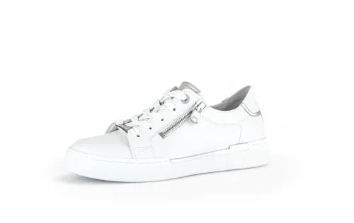 Gabor Damen Low-Top Sneaker, Frauen Halbschuhe,Wechselfußbett,Best Fitting,Turnschuhe,Laufschuhe,schnürschuhe,Weiss/Silber,38 EU / 5 UK