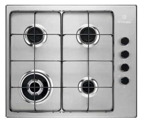 Electrolux EGS6414X Triple Crown Gaskochfeld 60 cm - Integriertes Edelstahl Gaskochfeld mit 4 Kochzonen und leistungsstarkem Wokbrenner für professionelle Kochergebnisse. Schnellere Installation dank Stecksystem.