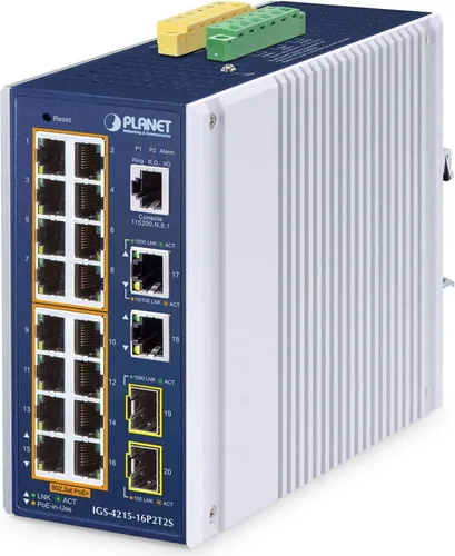 Planet IP30 Industrial 16-Port Managed Switch in blau von Planet