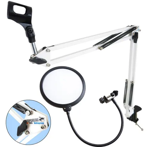 keepdrum Mikrofonständer keepdrum NB35 WH Gelenkarm mit Popschutz WH