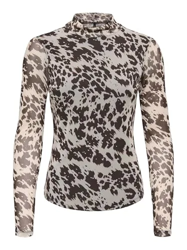 ONLY Langarmshirt ONLERICA LIFE MESH L/S TOP - Modisches Basic in Schwarz - Shirts aus elastischem Jersey, pflegeleicht und ideal für vielseitige Outfits. Hochgeschlossener Kragen und langärmlig für einen modernen Look.