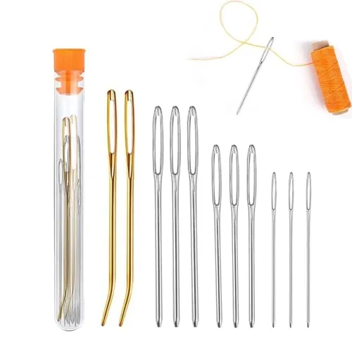 Eupneicu Nähnadeln [11 Stück], Nähnadeln Mit Großem Öhr, 3 Größen Große Augen Nadeln, Nähnadeln Für Wolle Mit 1 Aufbewahrungsrohr
