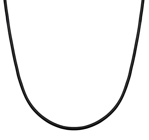 Kuzzoi Herren Kautschuk Halskette 50 cm - Ketten für Herren: Modische Halskette aus schwarzem Kautschuk mit 925 Sterling Silber Karabiner, ideal als Geschenk für Männer zu besonderen Anlässen.