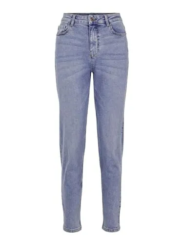PIECES Pckesia Mom High Waist Jeans, Dark Blue Denim, XS EU