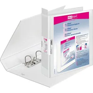 Veloflex Präsentationsordner Velodur 1138190, A4, 6cm, aus PP, weiß, 2 Außentaschen