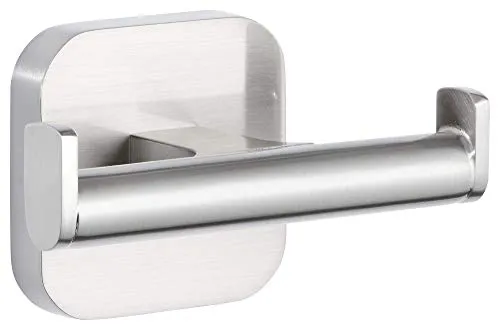 Tesa Klebehaken 40454 Esteetic Doppelhaken, bis 6kg, Metall, silber glänzend - Wandhaken & Aufhänger, unkomplizierte Montage mit Tesa Power Kit, belastbar bis 6kg und wiederverwendbar, ideal für Fliesen, Holz, Glas und mehr.