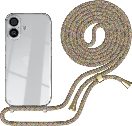 EAZY CASE Handykette mit Hülle für Apple iPhone 16 Backcover Handykette, zum Umhängen in Bunt