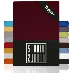 STUDIO Spannbettlaken Basic, viele Größen, 100% gekämmte Baumwolle, OEKO-TEX 100, Jersey, Baumwolle, Gummizug: rundum, (1 Stück), 160x200 cm Topper Spannbetttuch bis 14 cm Höhe - Bordeaux rot 160 cm x 200 cm