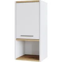Vicco Hängeschrank Elvio, Weiß/Sonoma, 32 x 68 cm - Hängeschrank für modernes Bad, mit offenen und geschlossenen Fächern für optimalen Stauraum und eleganten Griffen. Perfekt kombinierbar mit der Elvio Kollektion.