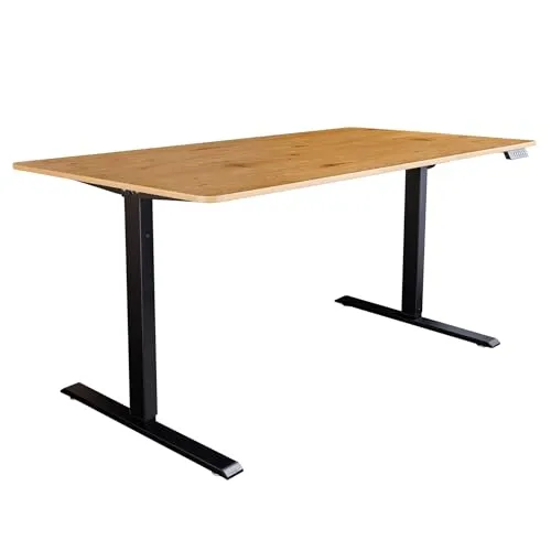 riess-ambiente OAK DESK 160cm – Höhenverstellbarer Schreibtisch in Natur/Schwarz
