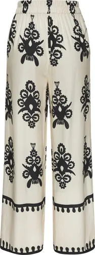Palazzohose LASCANA Damen, Gr. 44, Ethno-Print - Modische Palazzohose von Lascana in sand-schwarz mit tollem Ethno-Print. Weiche Viskose-Qualität und weiter Beinform sorgen für hohen Tragekomfort. Ideal für den Sommer und perfekt kombinierbar mit unifarbenen Oberteilen.