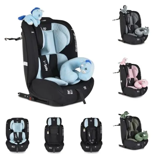 Moni Kindersitz i-Size i-Safe - Sicherer Begleiter für Kinder (76-150cm) - Kindersitz i-Size i-Safe von Moni, 13-fach verstellbar mit Isofix und Top Tether, bietet optimale Sicherheit und Komfort für Kinder von 15 Monaten bis 12 Jahren.