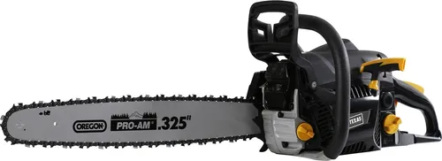 Benzin-Kettensäge TEXAS, schwarz - Kettensäge für Profis: 50 cm Schwertlänge, ergonomischer Griff und automatische Kettenschmierung für müheloses Arbeiten im Baumarkt.