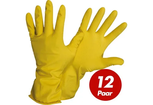 Nitras Latexhandschuhe 3220 Haushaltshandschuhe Gr. 10, Latexhandschuhe CAT1 - 12 Paar (Spar-Set)