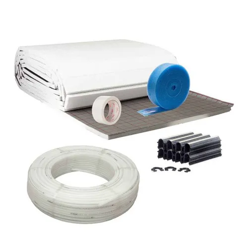 Fußbodenheizung 20 m2 Tackersystem Rollbahn 30 mm Set PE-RT Rohr Raster 10 cm
