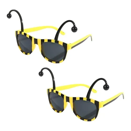 SNBUHA 2 Stücke Party Brille Biene, Brille mit Fühlern, Sonnenbrille Schwarz Gelb, Tierbrille, Hummel, Kreative Brilles, Foto -Requisiten, Kostümzubehör, Karneval Accessoires, für Erwachsene