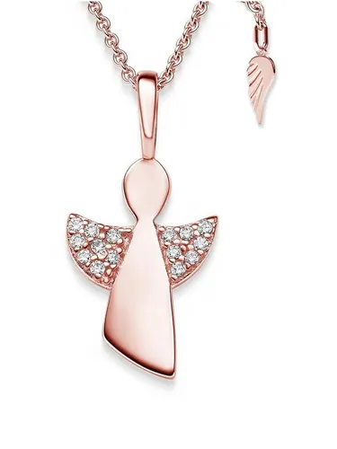 Amoonic Kette mit Anhänger Schutzengel Kette Silber 925 mit Engel-Anhänger Halskette für Kinder (individuell anpassbare Halskettenlänge), Silberkette Gold Rosegold vergoldet Kinder-Schmuck Geschenk Mädchen