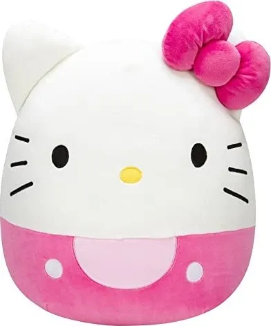 Squishmallows Hello Kitty Pink - Kuschelige Plüschfigur - Puppen Zubehör, detaillierte und klassische Hello Kitty Plüschfigur in rotem Kleid, ideal zum Kuscheln und Sammeln.