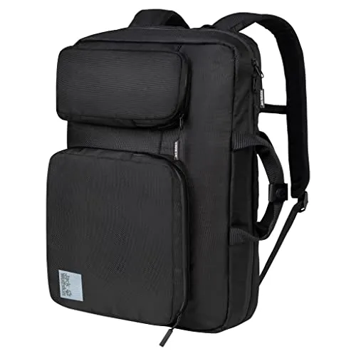 Jack Wolfskin New York 2IN1 Flipbag ultra black - Laptop-Tasche, Rucksack und Umhängetasche in einem, wasserabweisend und aus recyceltem Material für umweltbewusste Nutzer.