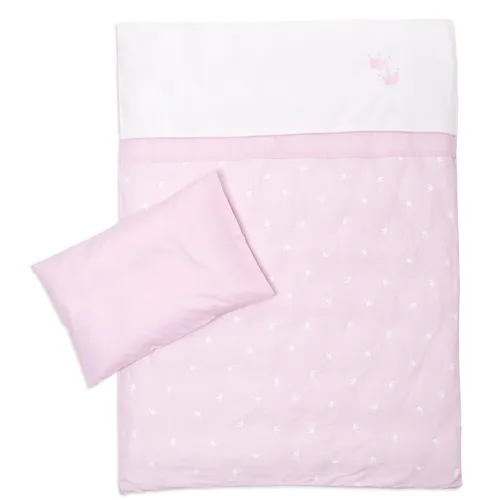 Träumeland Bettwäsche Krönchen rosa 80x80 + 35x40 cm - Bettwäschegarnituren mit süßem Krönchen-Motiv, perfekt für das Kinderzimmer und aus hautfreundlichem Material für einen erholsamen Schlaf.
