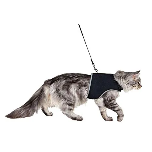 Softgeschirr XXL mit Leine 36-54 cm - atmungsaktives Mesh-Material, reflektierende Elemente und stufenlos verstellbar für maximalen Komfort und Sicherheit