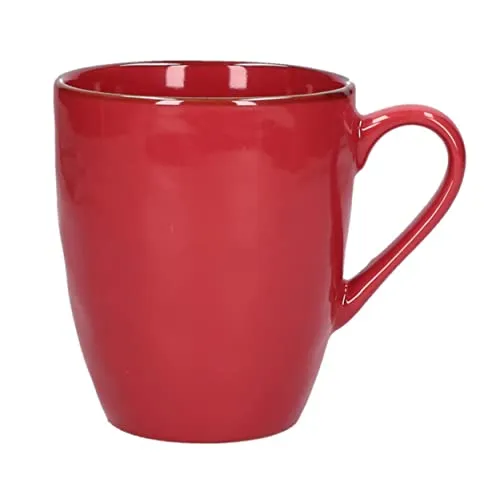 XXL Tasse Becher Caffe Latte Kaffeebecher Vintage Landhausstil Kaffeetasse italienisch Steinzeug 430ml (Corallo/Rot)